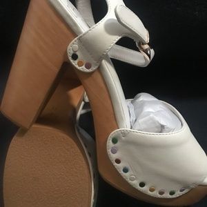 Charlotte Stone White Platform Clog Sandals